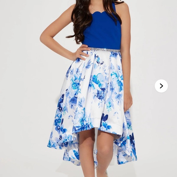 Blue and White Floral Dress - Picture 2 of 4